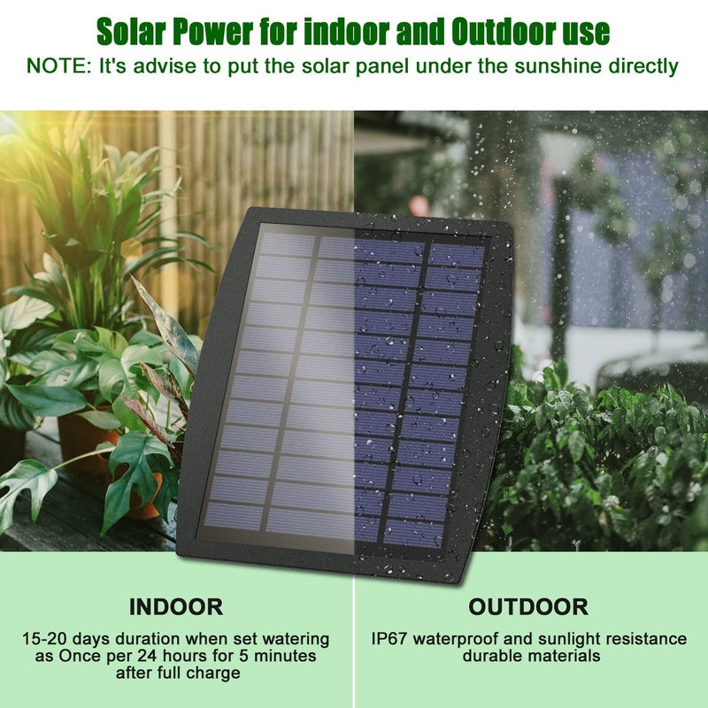 JIYANG Solar Automatic Drip Irrigation Kit System, Solar Powered Auto Easy DIY Watering Device Supported Pots Plants, 12 Timing Modes with Anti-Siphoning Device (Supported 20-30 Pots, 12Timing Modes) - Image 3